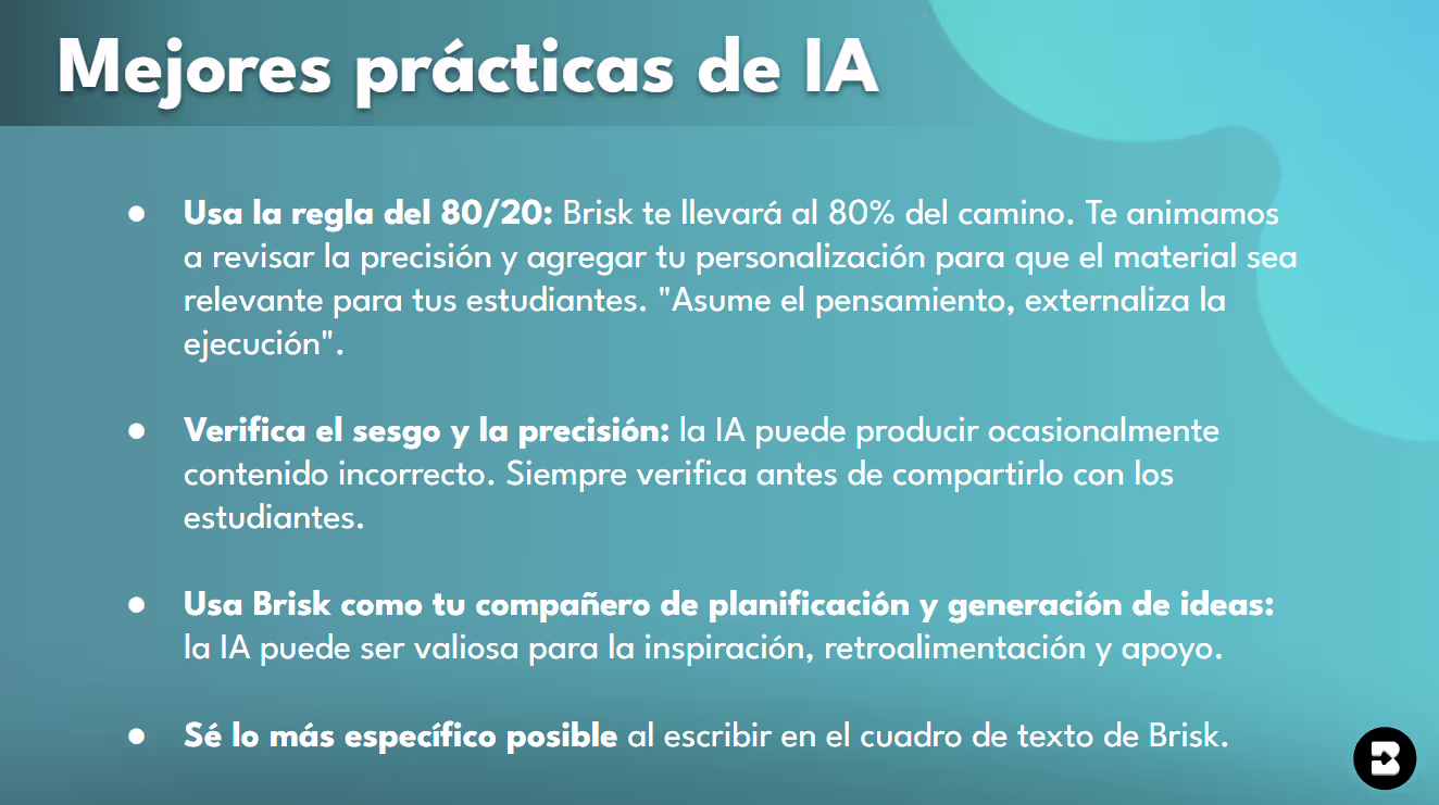 A blue and white sign that says "Mejores practicas de IA".